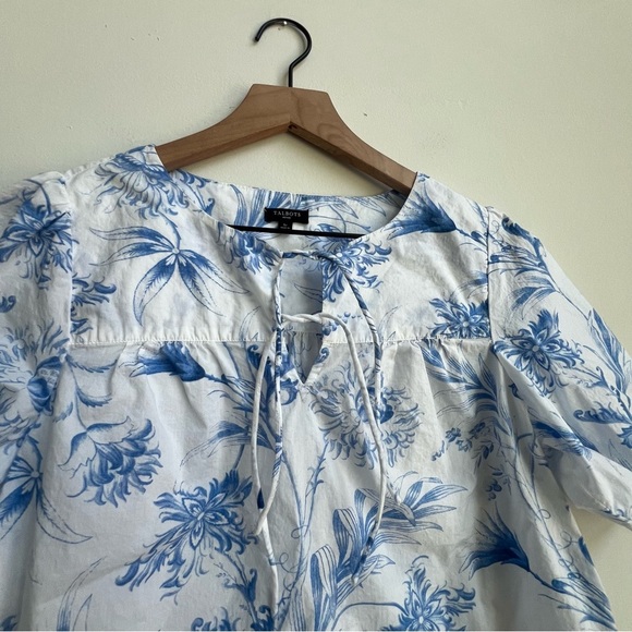 Talbots Tie Front Top Ocean Flora Toile Victorian Tapestry Whimsical Fairy PS - Picture 3 of 10